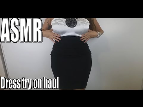 {ASMR} Dress try on haul | fabric scratching | whispering