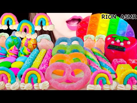 【ASMR】RAINBOW DESSERTS🌈 CRUNCHY PRETZEL GUMMY,CRUNCHY CHOCOLATE MUKBANG 먹방 EATING SOUNDS