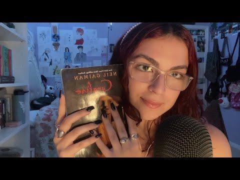 ASMR | reading you to sleep with coraline (tapping, page flipping, repeating words)