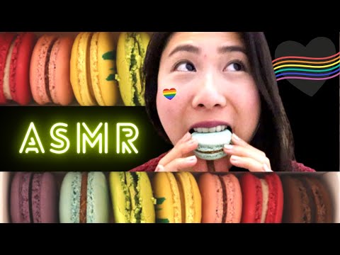 ASMR RAINBOW MACARONS PARTY 🌈 마카롱  MUKBANG SOFT CRUNCH Eating sounds Whispering PRIDE w/ Subtitles