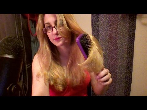 ASMR Hair Brushing - hair sounds, brushing, whisper ramble with my new mic
