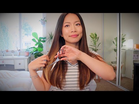 ASMR Relaxing Detailed Hair Trimming ~ Best Mic Placement ~ Scissor Sounds