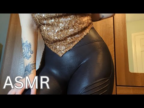 ASMR Leather leggings spanx clothes scratching