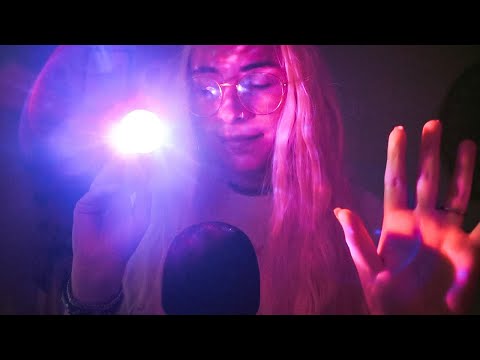 ASMR mouth sounds, hands movements, whispers and light