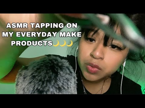 ASMR RAMBLING+TAPPING/little bit of scratching ON MY EVERYDAY MAKEUP PRODUCTS!!!🌙💄