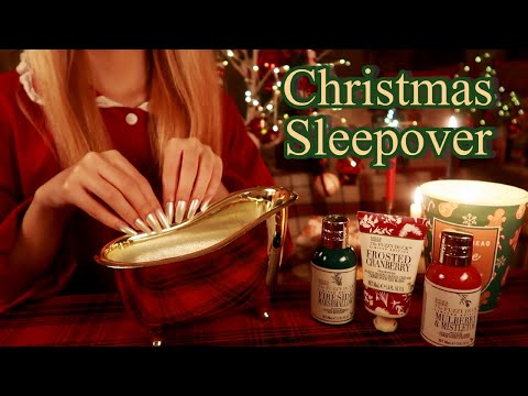 ASMR | Cozy Sleepover on a Christmas Evening 💝(Personal Attention, Handbath, Sheet Mask, Tea, Books)