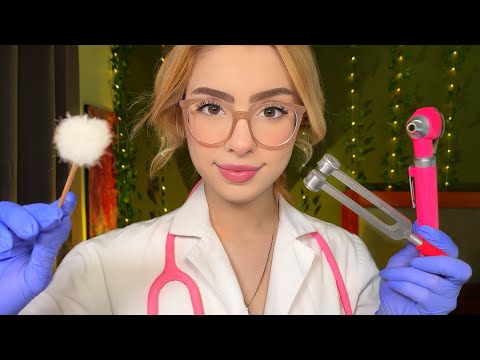 ASMR DOCTOR Ear Exam Ear Cleaning👂 Hearing Test Roleplay Tuning Fork Medical Ear Massage Beeps Test