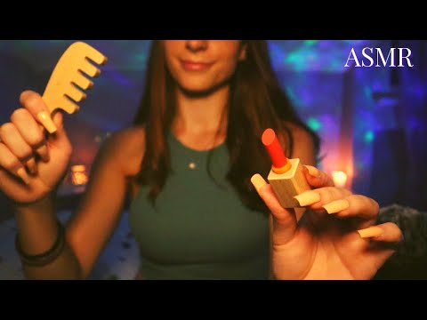 ASMR | Applying your Makeup with Wooden Props (with Mouth Sounds)✨