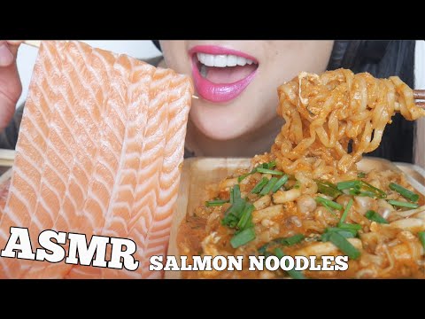ASMR SALMON NOODLES + SPICY NOODLES (SATISFYING EATING SOUNDS) NO TALKING | SAS-ASMR