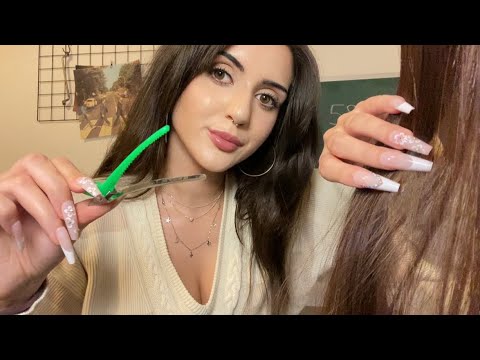 ASMR Weird Girl Clips Your Hair Back & Scratches Your Itchy Scalp ~ asmr personal attention  💚