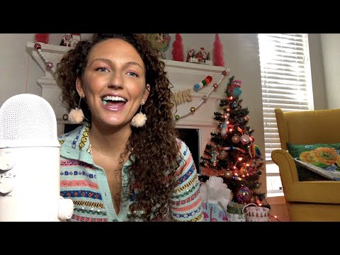 ASMR~ gum chewing & writing sounds with scattered whispers🎄🎄✍