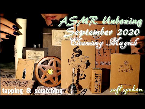 ASMR Witch Casket unboxing (September 2020 - Cleansing Magick) tapping, scratching, soft spoken