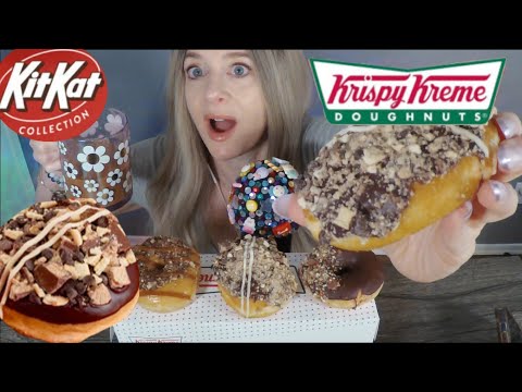 ASMR Krispy Kreme Kit Kat Donut Mukbang & Review | Whispered