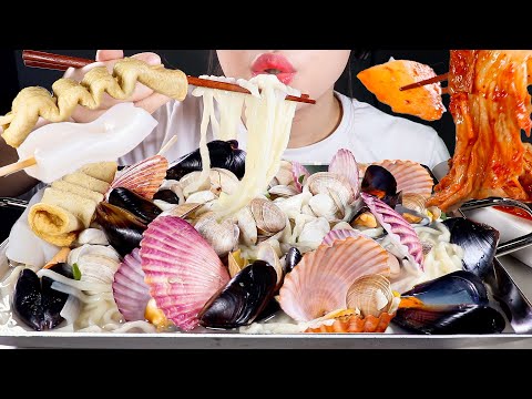 ASMR 해물칼국수 먹방 | Seafood Knife-cut Noodles (Kalguksu) | Eating Sounds Mukbang