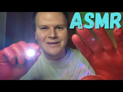 ASMR Relaxing Face Exam With Red Latex Gloves (Face Attention, Personal Attention, Light Triggers)