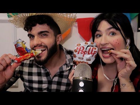 CASAL ASMR -  PROVANDO DOCES DE FESTA JUNINA!