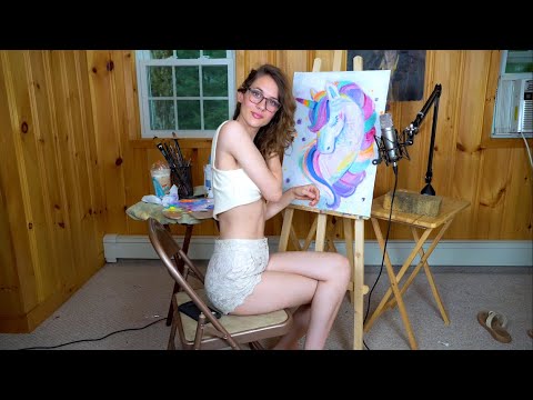 Painting a Unicorn 🦄 in the Thunderstorm ⛈ | Ear to Ear ASMR