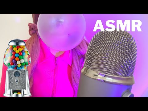 ASMR Gum Chewing & Blowing Bubbles with Gumballs from a Gumball Machine!