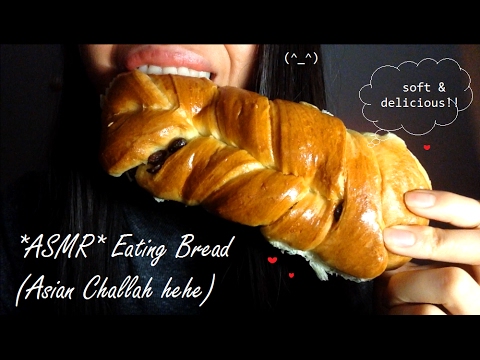 ASMR EATING BREAD (CINNAMON RAISIN PILLOW SOFT YUMMY ASIAN CHALLAH!!) lol (^_^)
