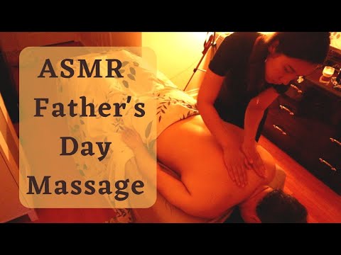 [ASMR] Real Person Back, Neck, Shoulder & Scalp Massage with Dad (Roll-on Oils, Soft Spoken)