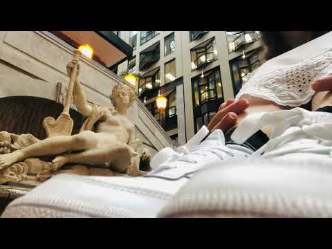 ASMR running shoes close up water fountain super relaxing