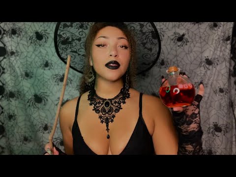 ASMR Witch 🧙🏼‍♀️Face Touching, Brewing Potions, Casting Spells (Layered Inaudible Whispers)🖤