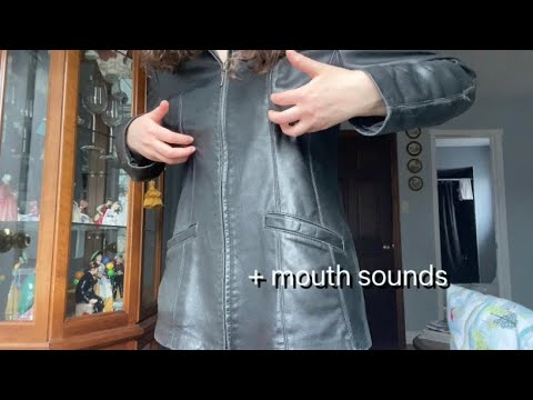 ASMR fast & aggressive leather scratching/tapping + mouth sounds