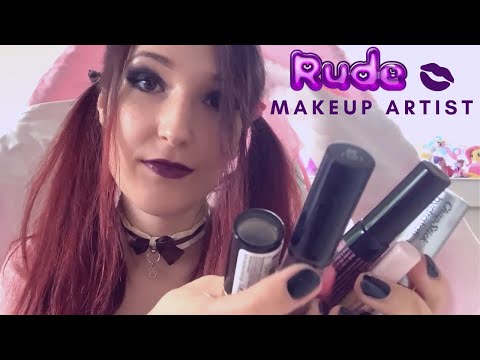 ASMR - RUDE MAKEUP ARTIST ~ Trying on Lipstick, Gloss & Chapstick ~