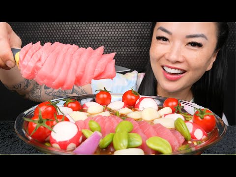 IF ITS NOT SALMON ITS TUNA SPICY SALAD (ASMR EATING SOUNDS) LIGHT WHISPERS | SAS-ASMR