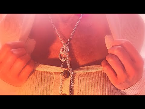 ASMR shirt scratching with teeny weeny button tapping and necklace sounds