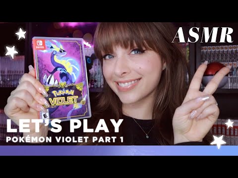 ASMR 💜 Let's Play Pokemon Violet Part 1 🎮~ Cozy Whispers, Nintendo Switch Buttons & Tapping