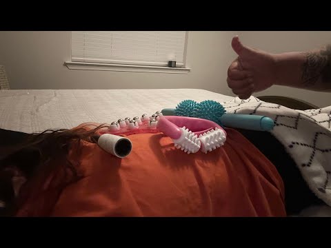 ASMR| Husband gives me back massage- tools and fabric sounds (no talking)