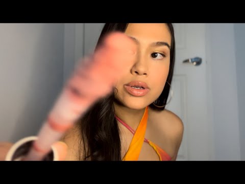 ASMR: Painting Your Face with Lip Gloss | Lip Gloss Pumping | Gum Chewing | Putting Lipgloss On U