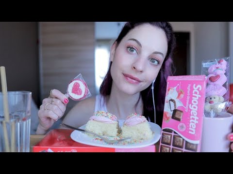 ASMR - 💕Trying Valentine's yumms 🍰🍭🍫 (fail😭) - Eating sounds & Whispering