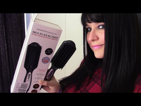 ASMR Straightening hair brush - Review / Using it / Tapping on the box / brush