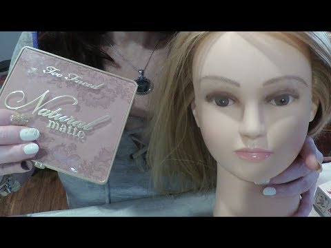 ASMR Gum Chewing Makeup Palette Application on Doll Head.  Whispered