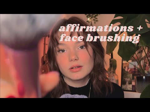 ASMR positive affirmations for self love, confidence and compassion (whispering, face brushing)