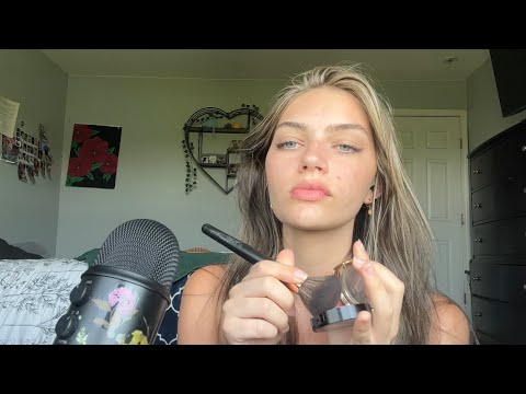 ASMR | Doing My Makeup, Whispered Rambles, Mouth Sounds, Tapping