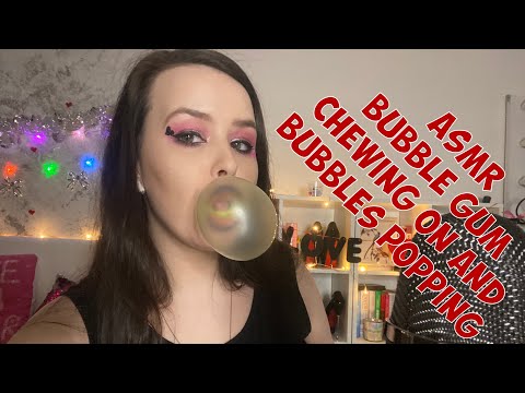 ASMR bubblegum chewing and bubbles popping