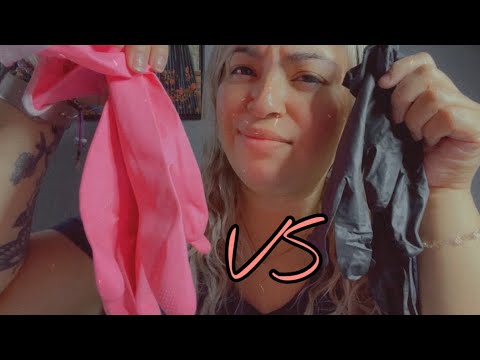 ASMR| Satisfying glove sounds: Pink vs Black gloves (requested)- Minimal talking