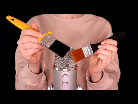 ASMR Fast & Aggressive Mic Brushing with Paint Brushes (No Talking)