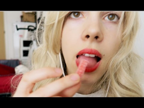 ASMR Softly Whispering Close Up Mouth Sounds - Eating Candy - Washing Your Face