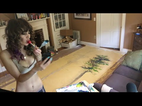 Painting Happy Trees ASMR |⚠️🐶🚫🎧 | Commission Wedding Banners | phase 1