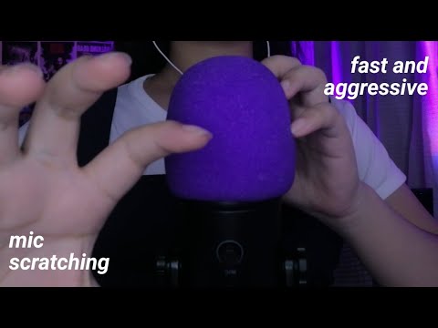 asmr fast and aggressive mic scratching with foam cover