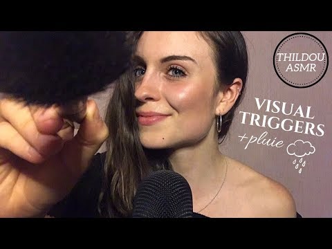 ASMR FRANCAIS 🌙 - Triggers Visuels + Pluie (Face touching, Face brushing, Breathing, ...)