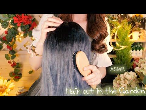 ASMR Hair cut & Hair brushing in the Garden🍀🌷(English)