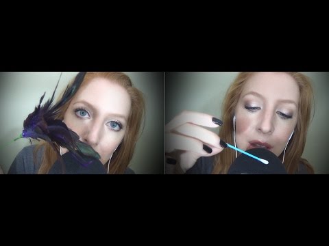 whispering with mic brushing *blowing into the mic/feathers/scratching* ASMR