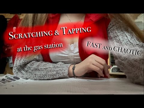 ASMR - fast and chaotic lofi SCRATCHING & TAPPING at the GAS STATION