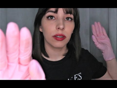 ASMR Face Touching & Hand Movements + Latex Gloves Sounds - Personal Attentiton