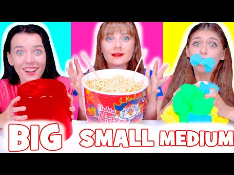 ASMR Big, Medium and Small Plate Challenge | Jelly Cup, Fries, Drink, Hubba Bubba